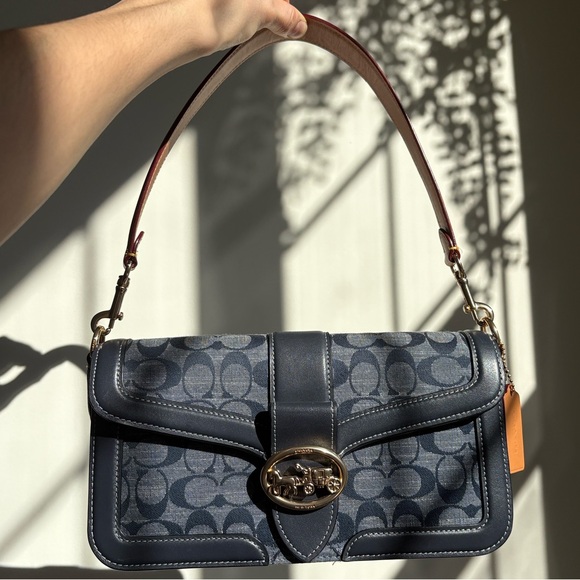 Coach Georgie Shoulder Bag | Chambray Denim (C4064) | Crossbody Strap | LIKE NEW - Picture 2 of 15